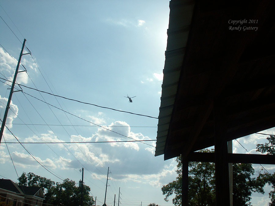 Inspection helicopter over Meridian, MS