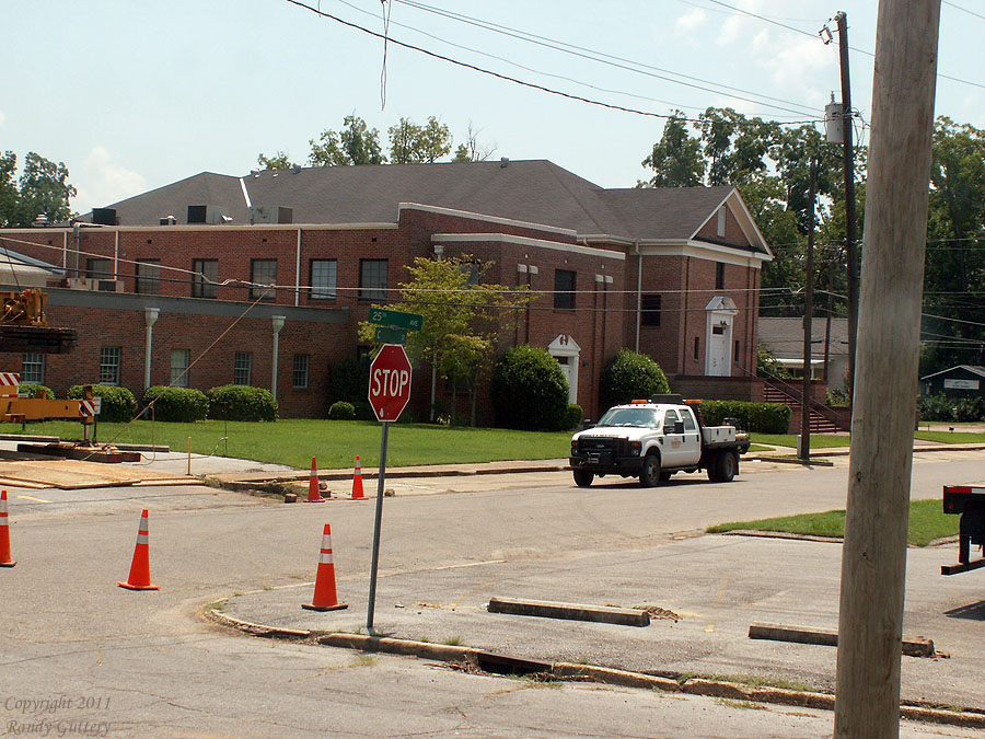 Old pole gone - hole for new pole ready. 