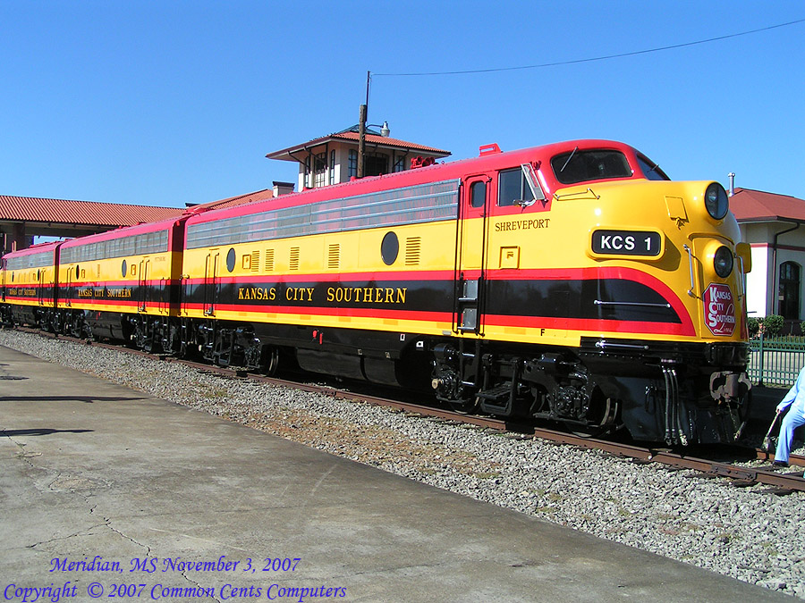 Kansas City Southern F Units KCS 1 and KCS2 Meridian, MS Union Station 11/2007