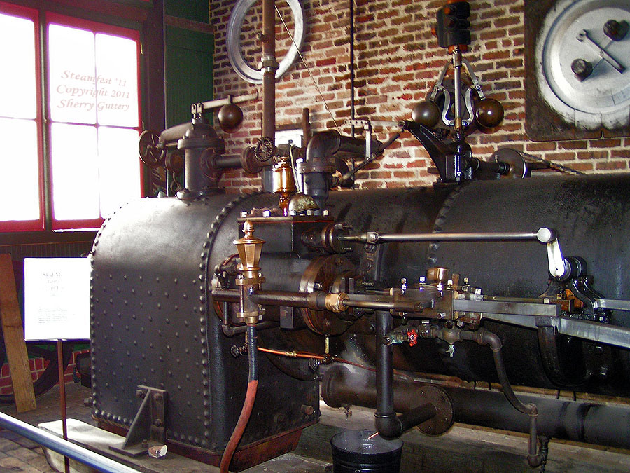 Skid mounted engine in the Steam Demonstratin Room - Soule' Steamfest 2011