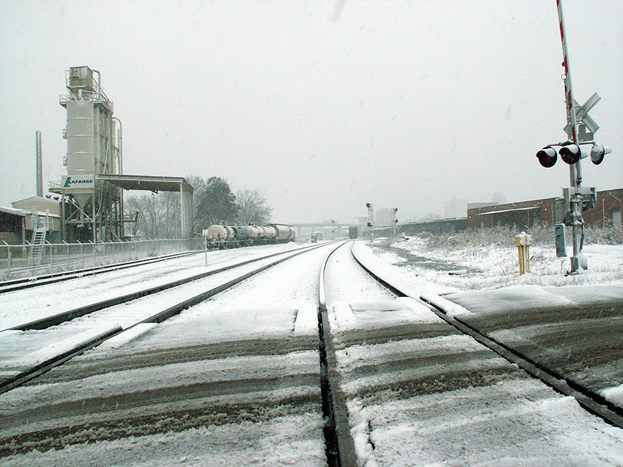 Rare snow on railroads Meridian, MS
