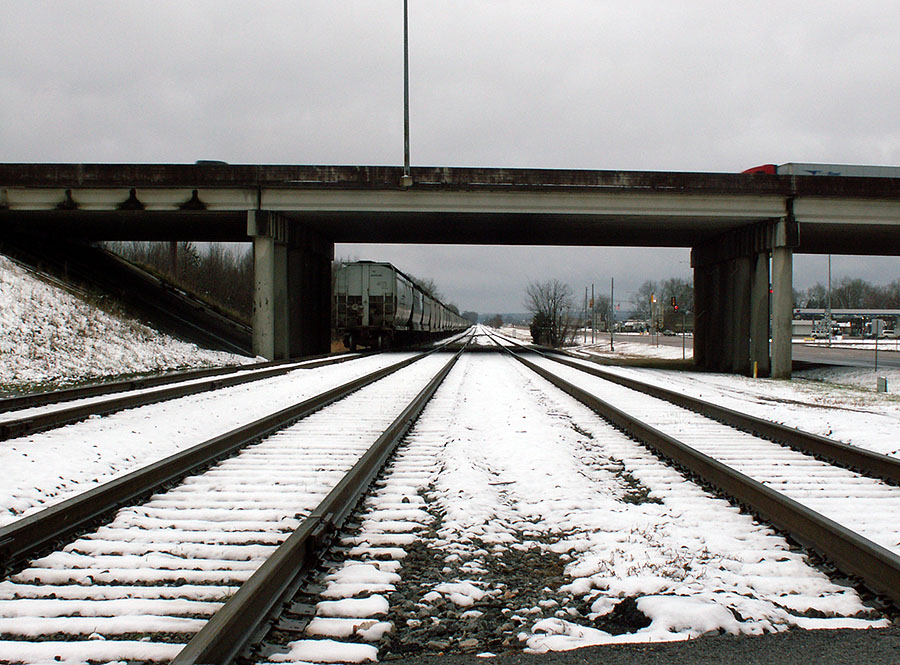 Rare snow on railroads Meridian, MS